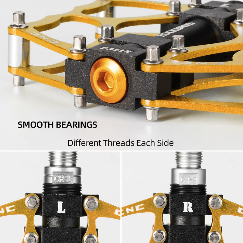 روكبروز دواسات الدراجة الجبلية ROCKBROS دواسات الدراجة الجبلية غير القابلة للانزلاق، دواسات دراجة متينة خفيفة الوزن من سبائك الألومنيوم للدراجات الجبلية والدراجات الترفيهية 9/16 بوصة - Image 5